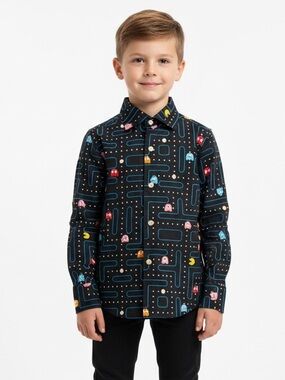 NWOT Pac-Man Print Button-Up Shirt